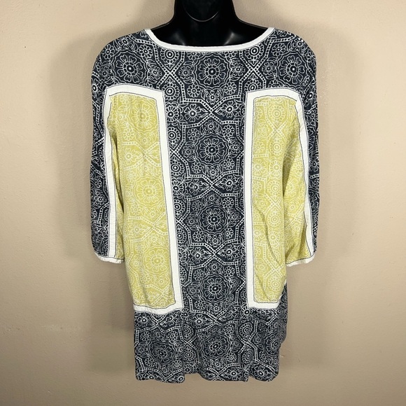 SMALL ANTHROPOLOGIE LILKA TUNIC TOP BOHO GEOMETRIC PRINT KEYHOLE NECKLINE - Picture 4 of 11